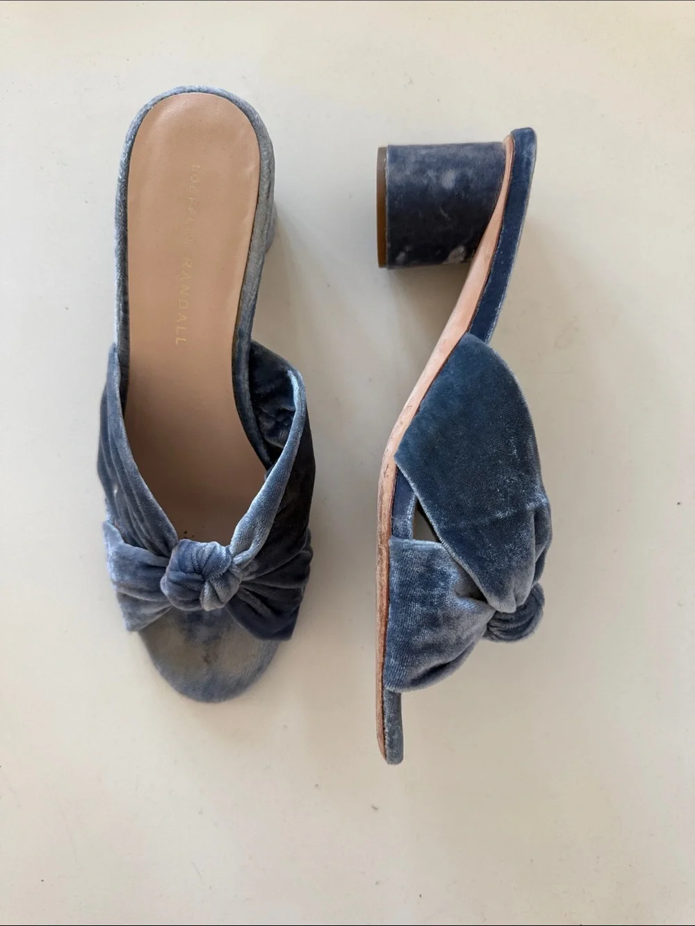 Loeffler Randall Blue Velvet Knot Mule Heels - Picture 3 of 8